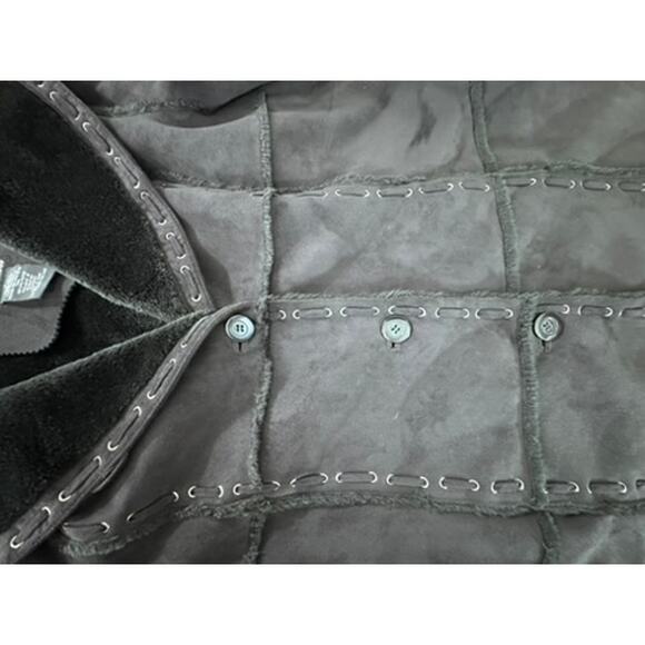 "DENNIS BY DENNIS BASSO" Suede Coat, Faux Fur, Y2K, Goth, Vampire, SZ L,Grundge - Picture 11 of 13